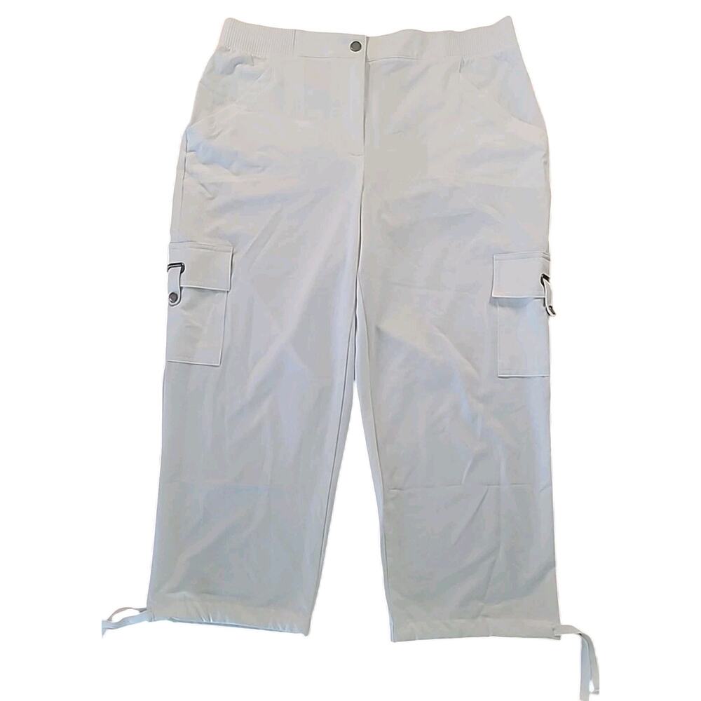 Chico’s Zenergy Neema Cargo Crop Pants White Sz 1 M NWT Stretch